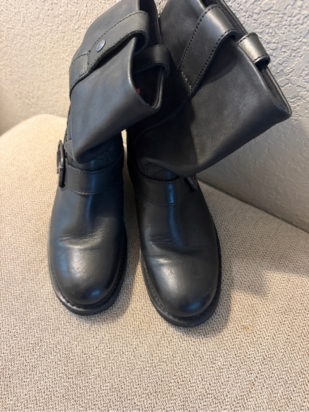Harley-Davidson Black Leather Women's Buckle Boots Size 7
